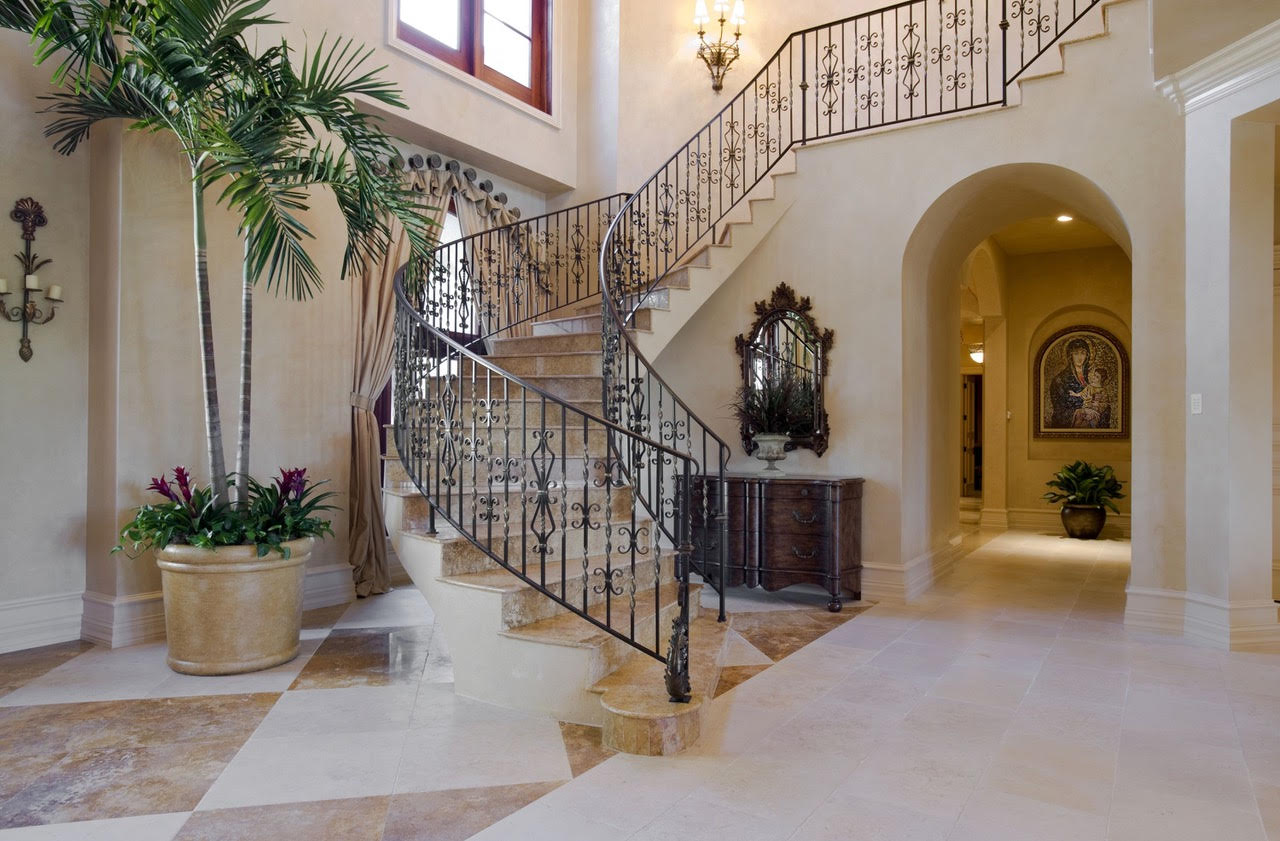 Travertine winding staircase