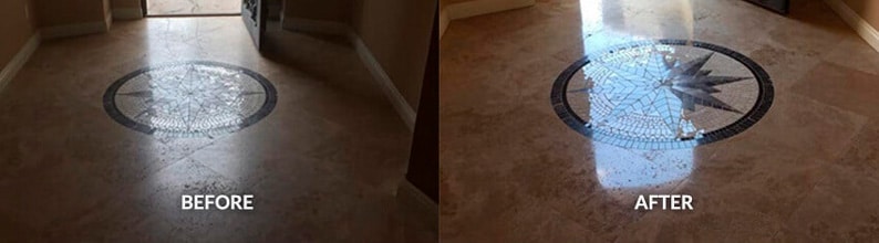 Before And After Marble Cleaning Indoors Floor Tiles