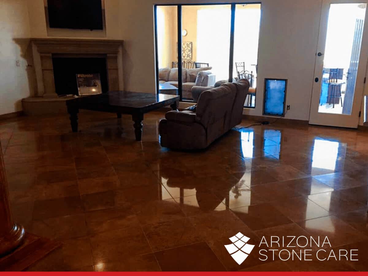 Shiny Living room after tile and grout cleaning